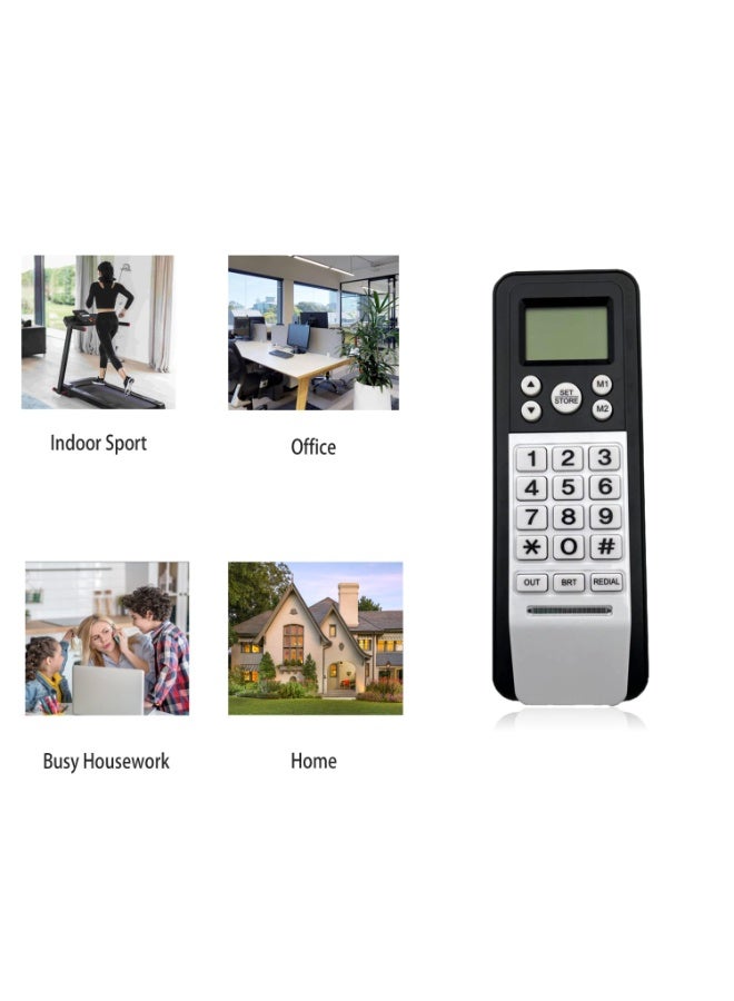 The 108BE landline phone features caller ID, an LCD screen, a comfortable keypad, and a modern design suitable for home and office, available in black and white. - Image 2