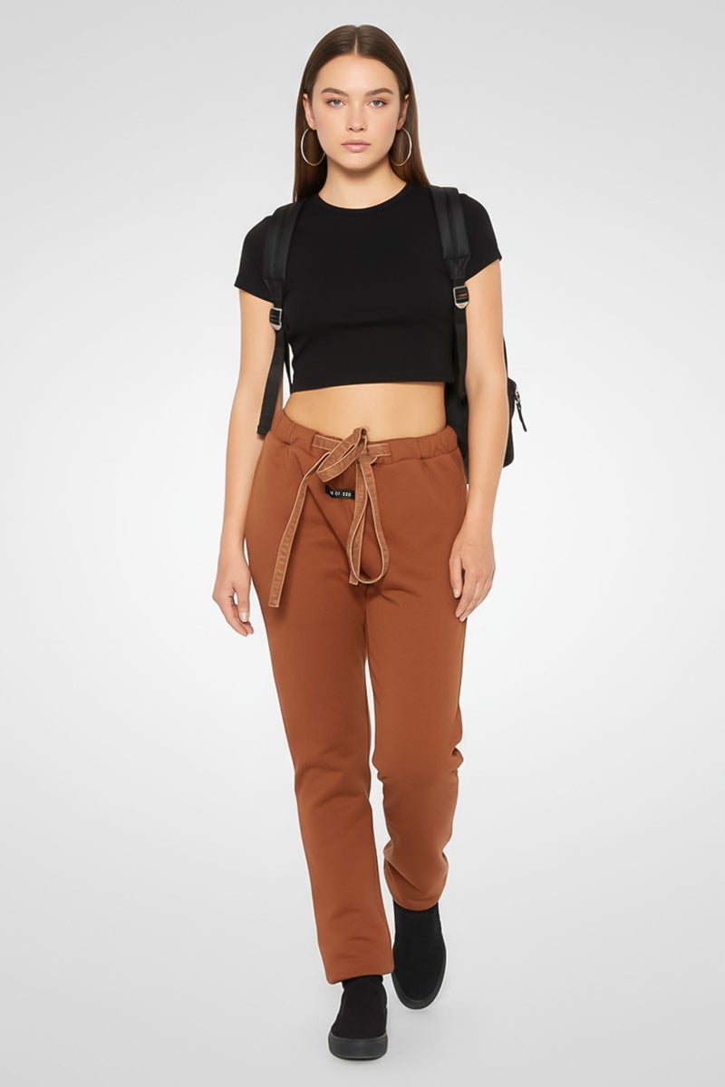 FEAR OF GOD Women Regular Fit Plain Jogger Pants, Brown - Image 1
