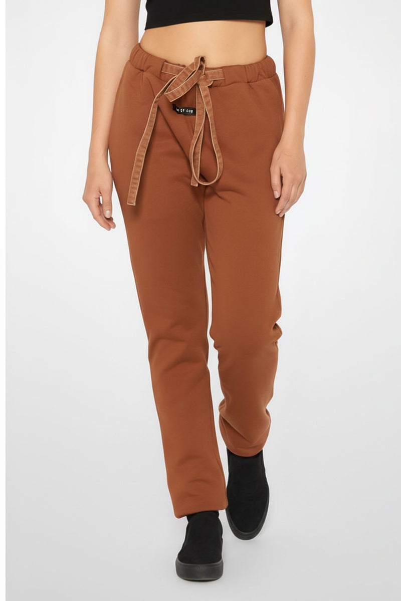 FEAR OF GOD Women Regular Fit Plain Jogger Pants, Brown - Image 2