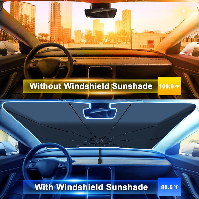 EcoNour Car Windshield Sun Shade - 57"x31" Umbrella Design - Image 2