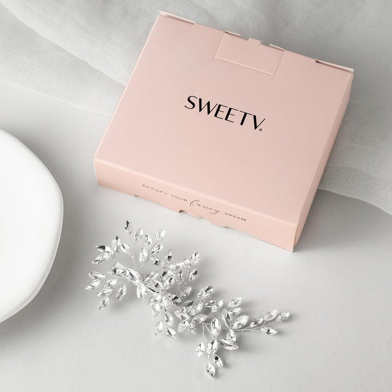 SWEETV Rhinestone Wedding Hair Comb Crystal Hair Pieces Bridal Side Combs Elegant Bride Hair Accessories Wedding Hair Clip for Women Girls Bridesmaid - Image 5