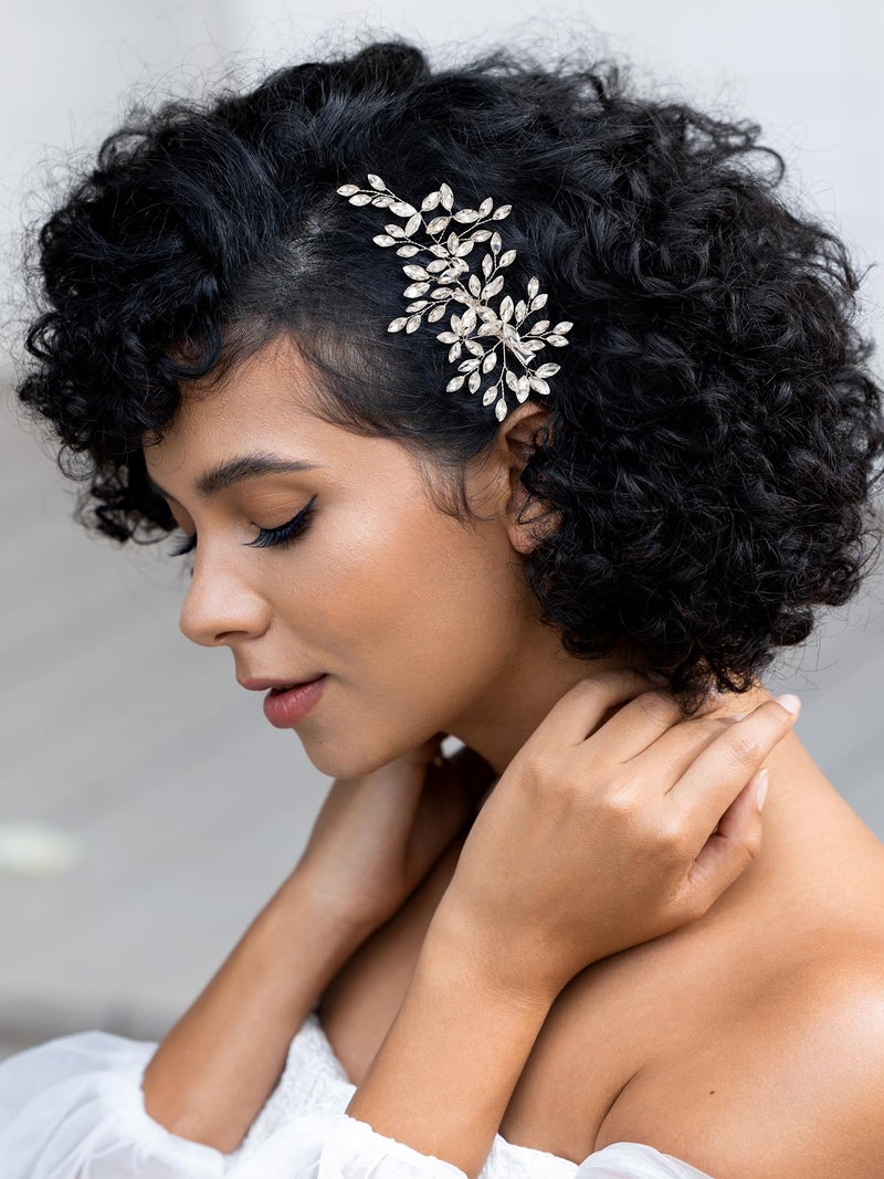 SWEETV Rhinestone Wedding Hair Comb Crystal Hair Pieces Bridal Side Combs Elegant Bride Hair Accessories Wedding Hair Clip for Women Girls Bridesmaid - Image 1