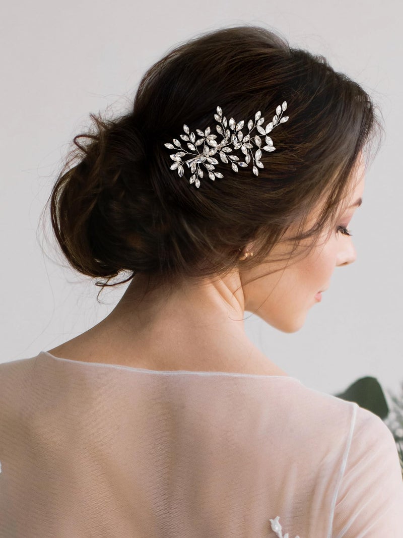 SWEETV Rhinestone Wedding Hair Comb Crystal Hair Pieces Bridal Side Combs Elegant Bride Hair Accessories Wedding Hair Clip for Women Girls Bridesmaid - Image 2