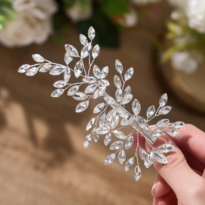 SWEETV Rhinestone Wedding Hair Comb Crystal Hair Pieces Bridal Side Combs Elegant Bride Hair Accessories Wedding Hair Clip for Women Girls Bridesmaid - Image 4