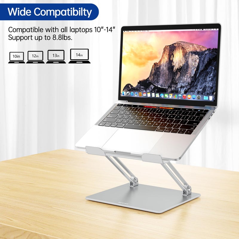 BESIGN LS10 Aluminum Laptop Stand, Ergonomic Adjustable Notebook Tablet Stand, Computer Holder Compatible with Air, Pro, Dell, HP, Lenovo More 10-14" Laptops, Silver - Image 3