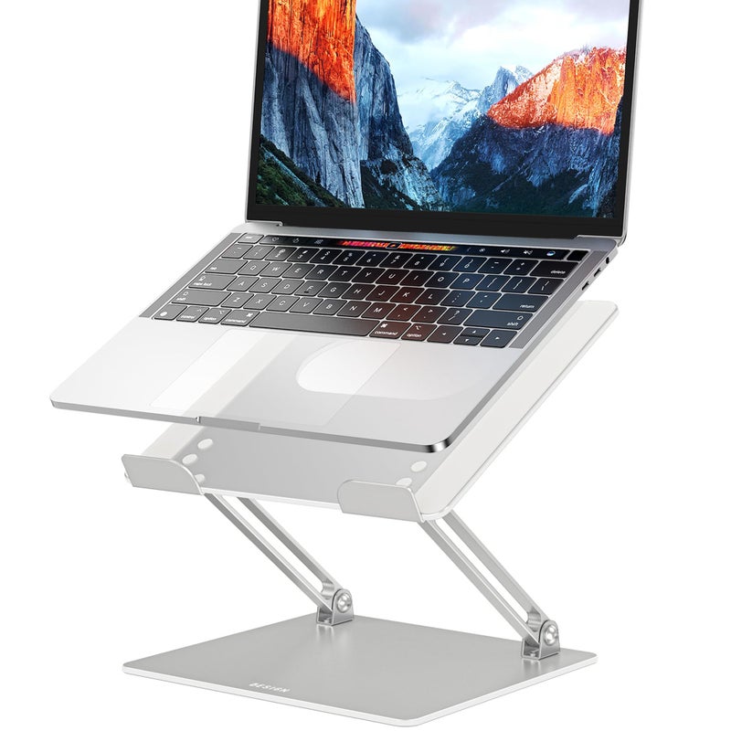 BESIGN LS10 Aluminum Laptop Stand, Ergonomic Adjustable Notebook Tablet Stand, Computer Holder Compatible with Air, Pro, Dell, HP, Lenovo More 10-14" Laptops, Silver - Image 1