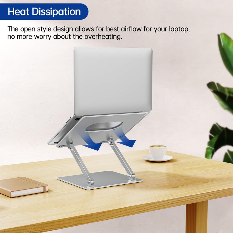 BESIGN LS10 Aluminum Laptop Stand, Ergonomic Adjustable Notebook Tablet Stand, Computer Holder Compatible with Air, Pro, Dell, HP, Lenovo More 10-14" Laptops, Silver - Image 4