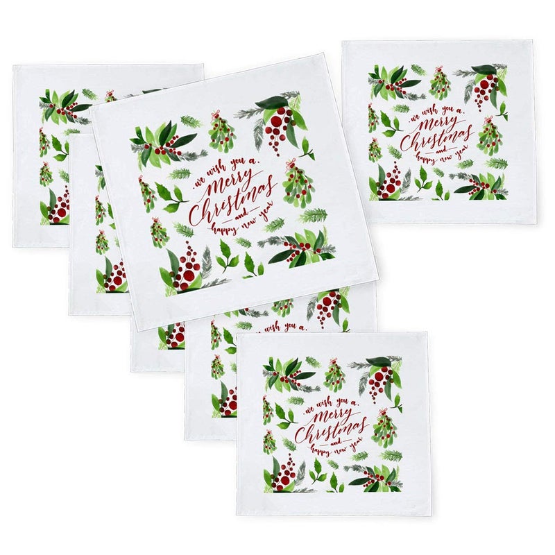 Khakee 6 Pcs Christmas Theme Tafta Silk Table Napkins 10x 10 for Xmas Decoration Christmas OrnamentsChristmas Gift npxmas311P - Image 1