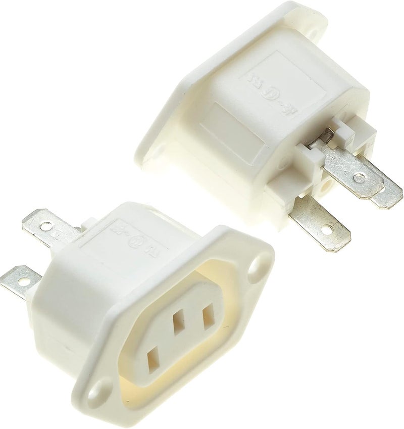 Keple IEC Panel Socket Flange Fix - White, Pack of 2 - AC 250V 10A 320 C13 Mount Female Connector 3 Pins Inlet Module Plug Power Straight - Image 1