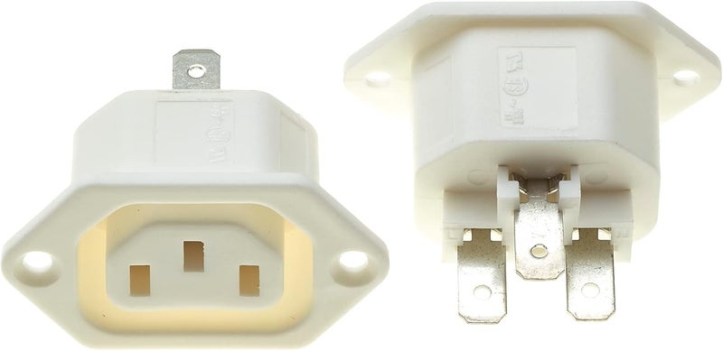 Keple IEC Panel Socket Flange Fix - White, Pack of 2 - AC 250V 10A 320 C13 Mount Female Connector 3 Pins Inlet Module Plug Power Straight - Image 2