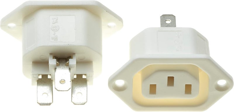 Keple IEC Panel Socket Flange Fix - White, Pack of 2 - AC 250V 10A 320 C13 Mount Female Connector 3 Pins Inlet Module Plug Power Straight - Image 3