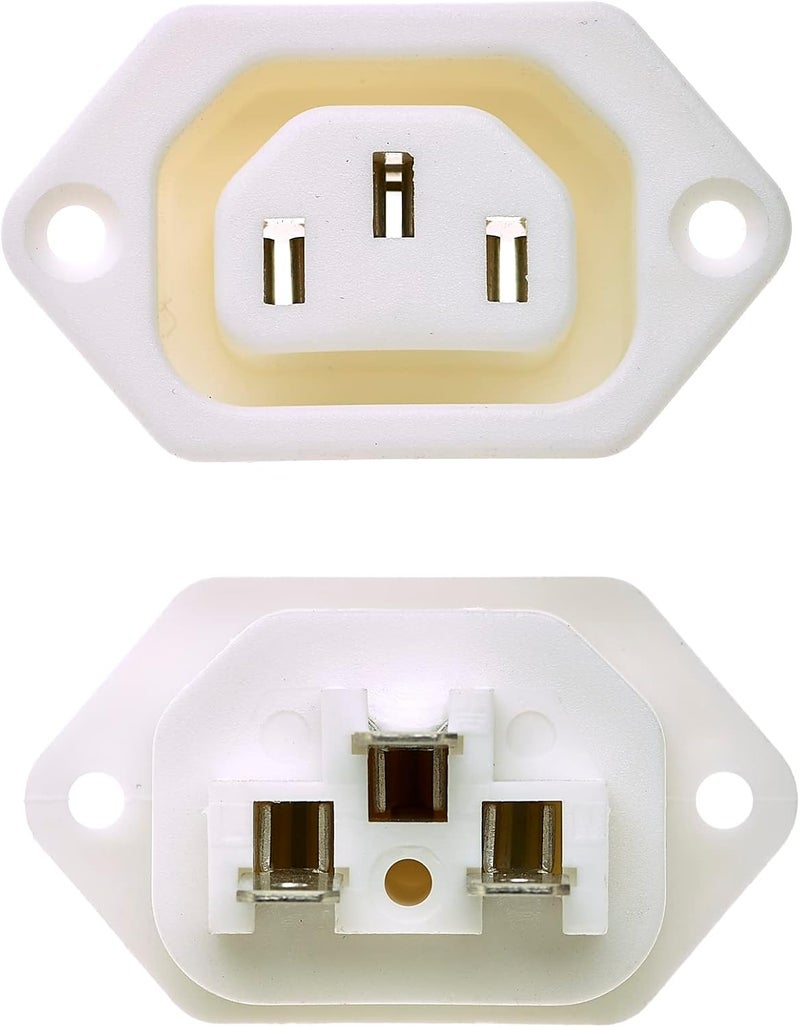 Keple IEC Panel Socket Flange Fix - White, Pack of 2 - AC 250V 10A 320 C13 Mount Female Connector 3 Pins Inlet Module Plug Power Straight - Image 4