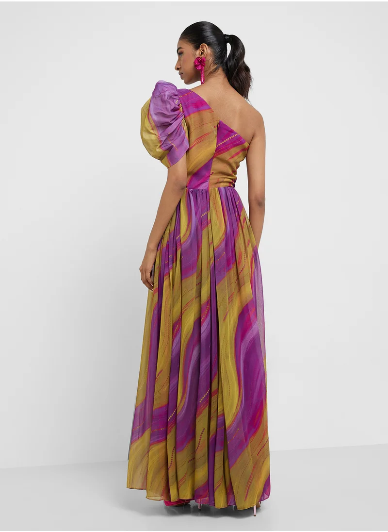 فيرجوس لاونج One shoulder tiered dress