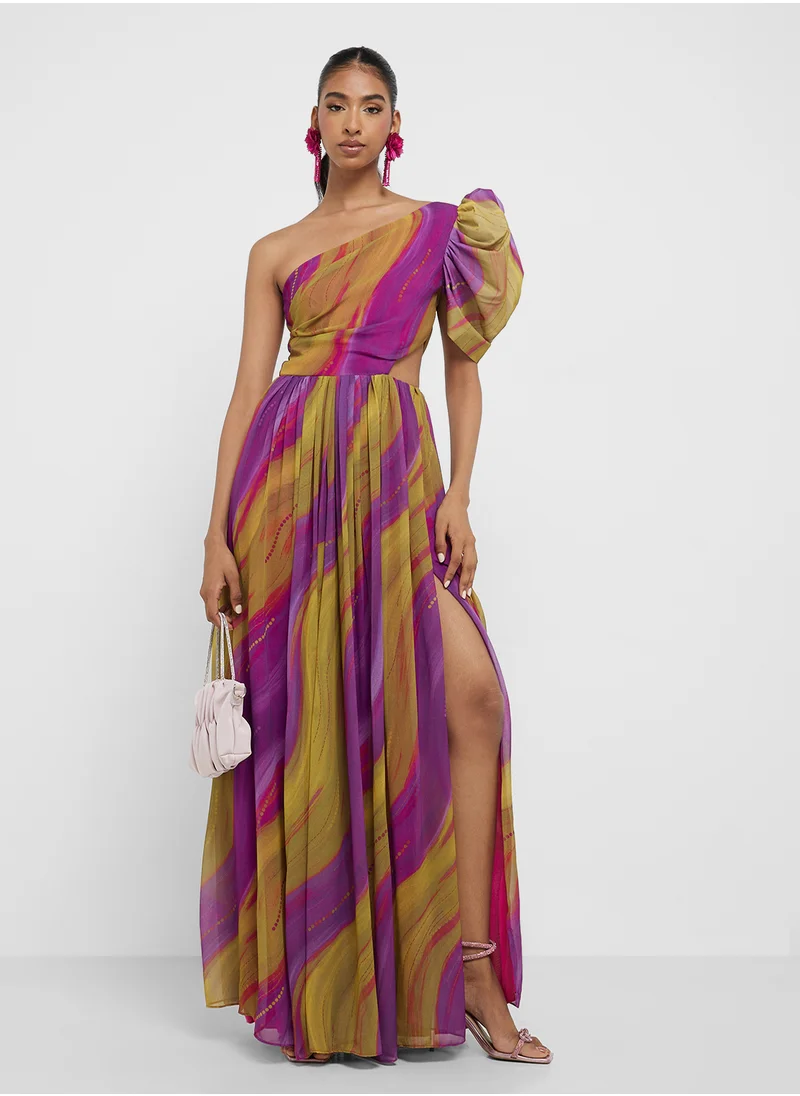 فيرجوس لاونج One shoulder tiered dress
