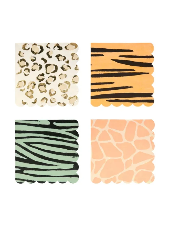 Meri Meri Safari Animal Print Large Napkins 6.5x6.5inch