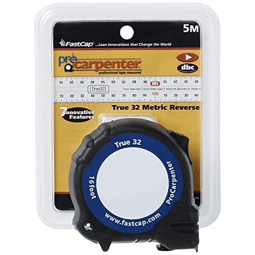 FastCap ProCarpenter True32 Metric Reverse Measuring Tape Ideal for Professionals and Home Improvement with Lever Action Belt Clip and Dual Locking System 16 99953
