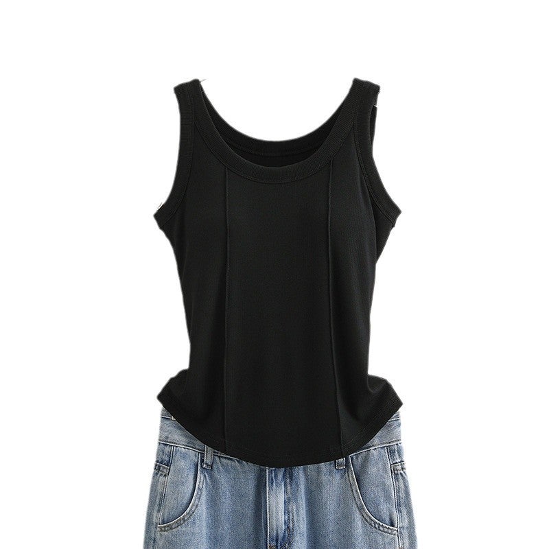 Women's Ribbed Tank Top with Built-in Padding, Slim Fit Sleeveless Undershirt - Image 5
