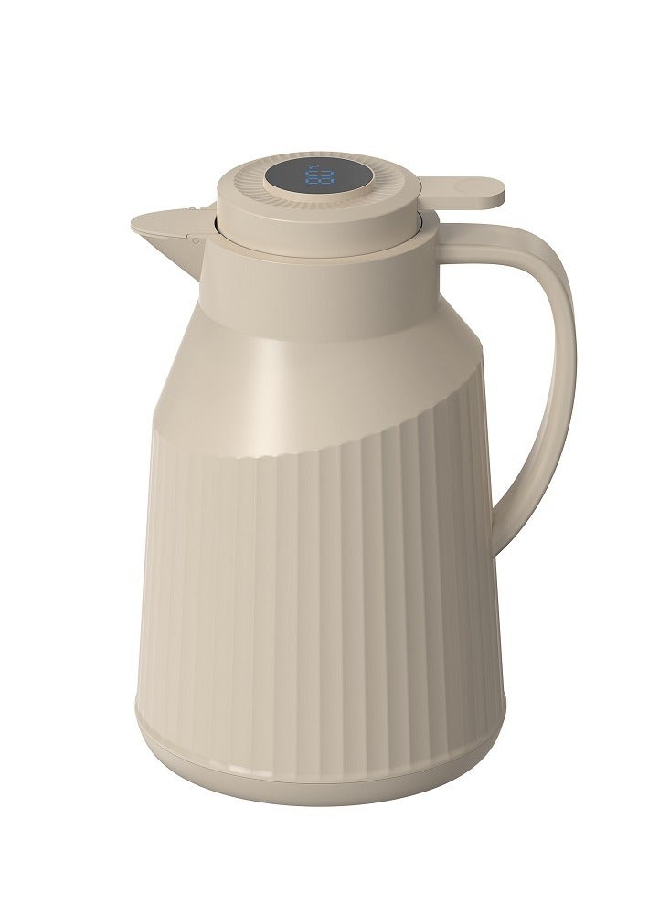 Home Maker Beige 1.5L Vacuum Flask with Temperature Display - Hot & Cold Drinks