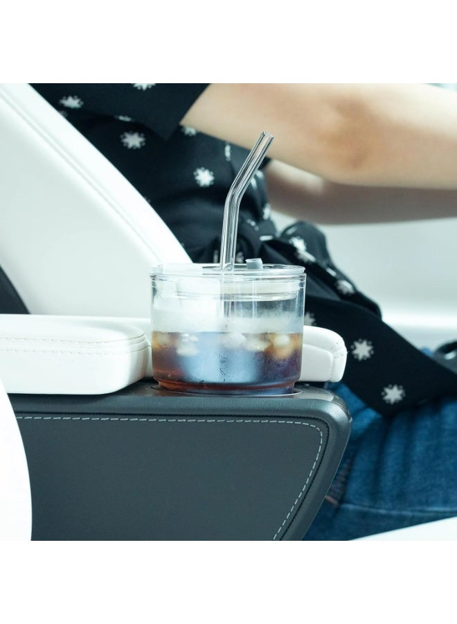 Eworld 13oz / 400ml Clear Double Wall Glass Tumbler with Lid & Straw | Insulated Iced Coffee & Tea Cup | Thick Glass Mug – Pack of 2 & 4 - Image 5