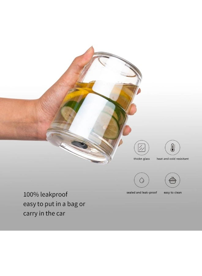 Eworld 13oz / 400ml Clear Double Wall Glass Tumbler with Lid & Straw | Insulated Iced Coffee & Tea Cup | Thick Glass Mug – Pack of 2 & 4 - Image 4