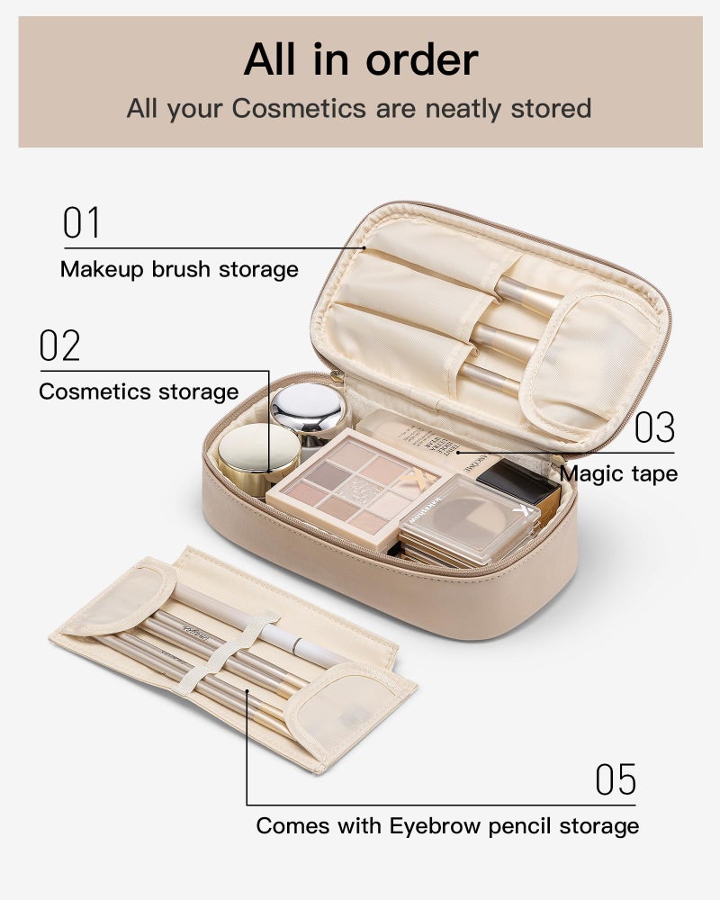 VLANDO Travel Makeup Bag,Small Makeup Bag for Women,Gifts for Women Girls, Makeup Pouch Purse Travel Essentials Toiletries-Toffee - Image 4