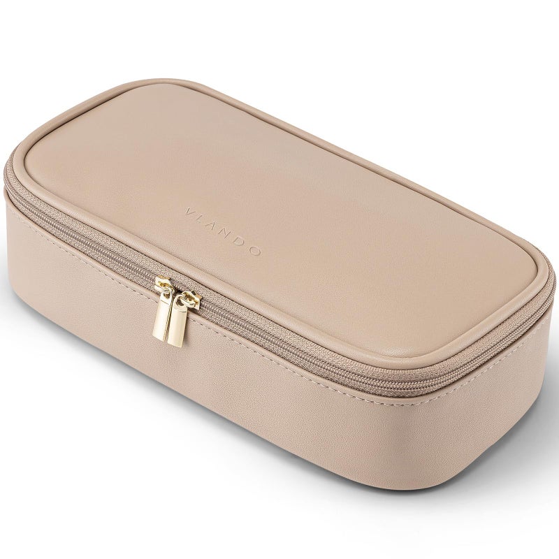 VLANDO Travel Makeup Bag,Small Makeup Bag for Women,Gifts for Women Girls, Makeup Pouch Purse Travel Essentials Toiletries-Toffee - Image 1