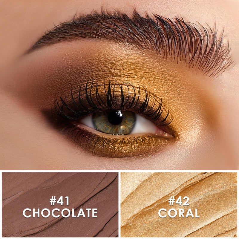 FOCALLURE 2 Pcs Cream Eyeshadow Stick,Brightener Eyeshadow Pencil Crayon,Highlighter Eye Shadow Stick Sets with Crease-proof Formula,Long Lasting Waterproof Eye Shadow Make Up,Silky Peach - Image 2