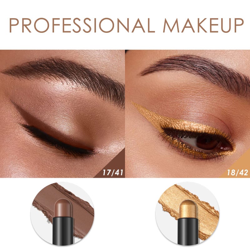 FOCALLURE 2 Pcs Cream Eyeshadow Stick,Brightener Eyeshadow Pencil Crayon,Highlighter Eye Shadow Stick Sets with Crease-proof Formula,Long Lasting Waterproof Eye Shadow Make Up,Silky Peach - Image 3