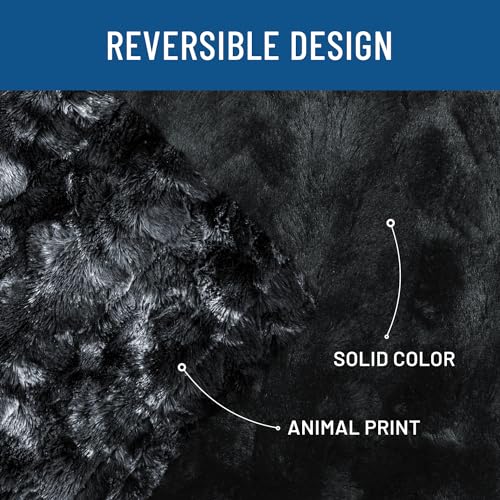 Everlasting Comfort بطانية رمي سوداء من الفرو الصناعي الناعم والمريح - (50"x65") بطانيات خريف مريحة ورقيقة، غطاء فuzzy ناعم للسرير، الأريكة وغرفة المعيشة - ديكور منزلي مريح - Image 3