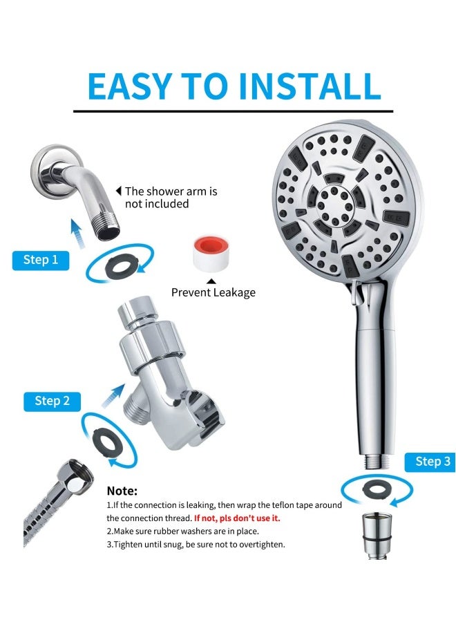 Filtered Shower Head with Handheld, High Pressure Shower Head with Filters for Hard Water, 10 Modes Water Saving Shower Heads, Built-in Power Wash to Clean Tubs Tiles Walls Pets - Image 5