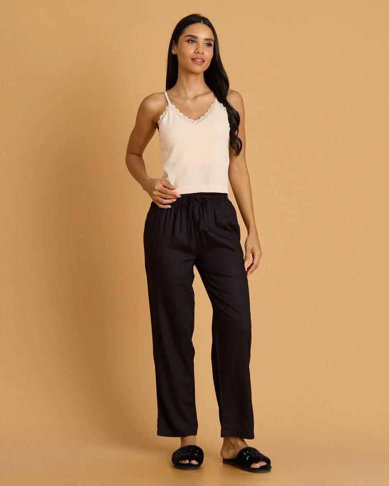 Redtag Women Beige Seamless Rib Cami Top With Lace