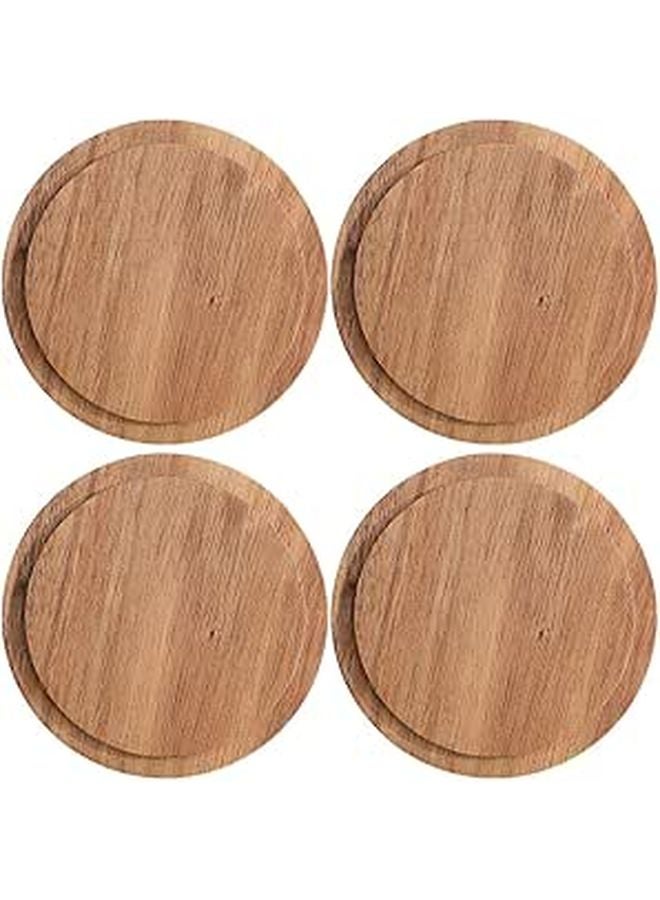 Wooden Coffee Mug Lids Set Of 4 Sealing Covers For Hot Drinks Tea Cups - Image 1