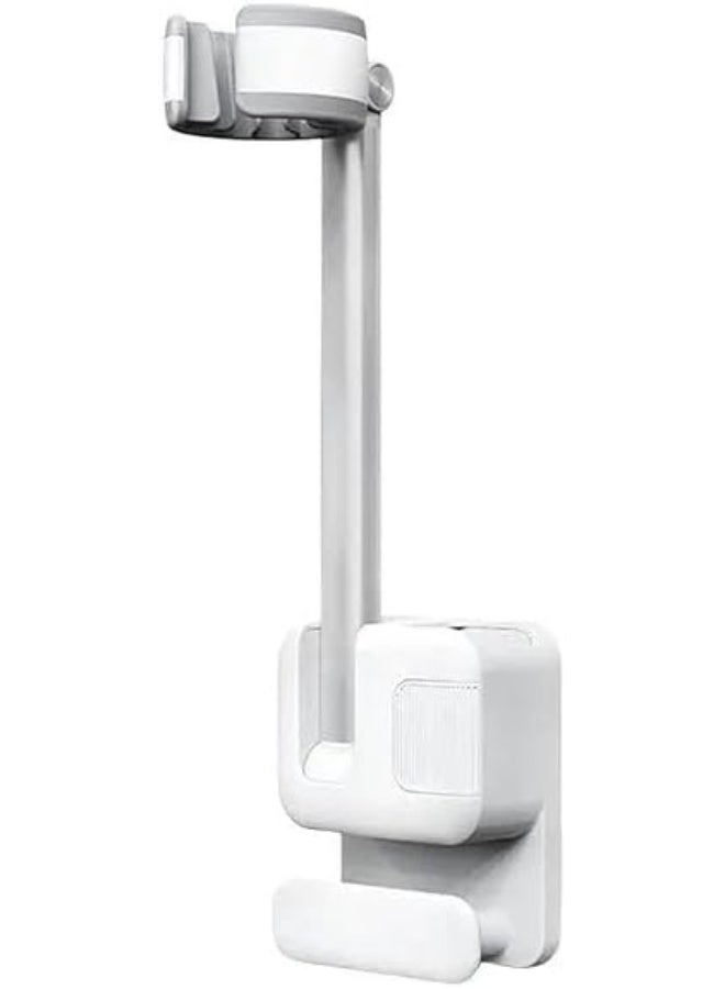 7MD Wall Mounted Hair Dryer Holder, 180 Degree Rotatable Aluminum Stand with Silicone Grip and Cable Hook, Space Saving Bathroom Organizer, Durable Rust Resistant Hair Dryer Rack - Image 1