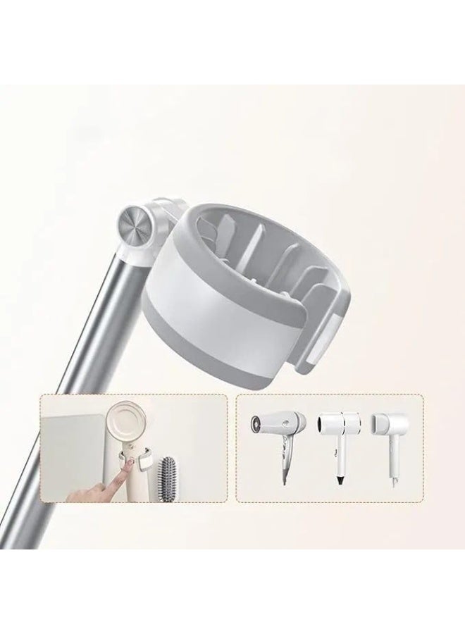 7MD Wall Mounted Hair Dryer Holder, 180 Degree Rotatable Aluminum Stand with Silicone Grip and Cable Hook, Space Saving Bathroom Organizer, Durable Rust Resistant Hair Dryer Rack - Image 3