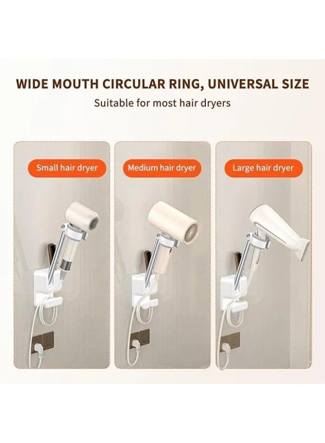 7MD Wall Mounted Hair Dryer Holder, 180 Degree Rotatable Aluminum Stand with Silicone Grip and Cable Hook, Space Saving Bathroom Organizer, Durable Rust Resistant Hair Dryer Rack - Image 5