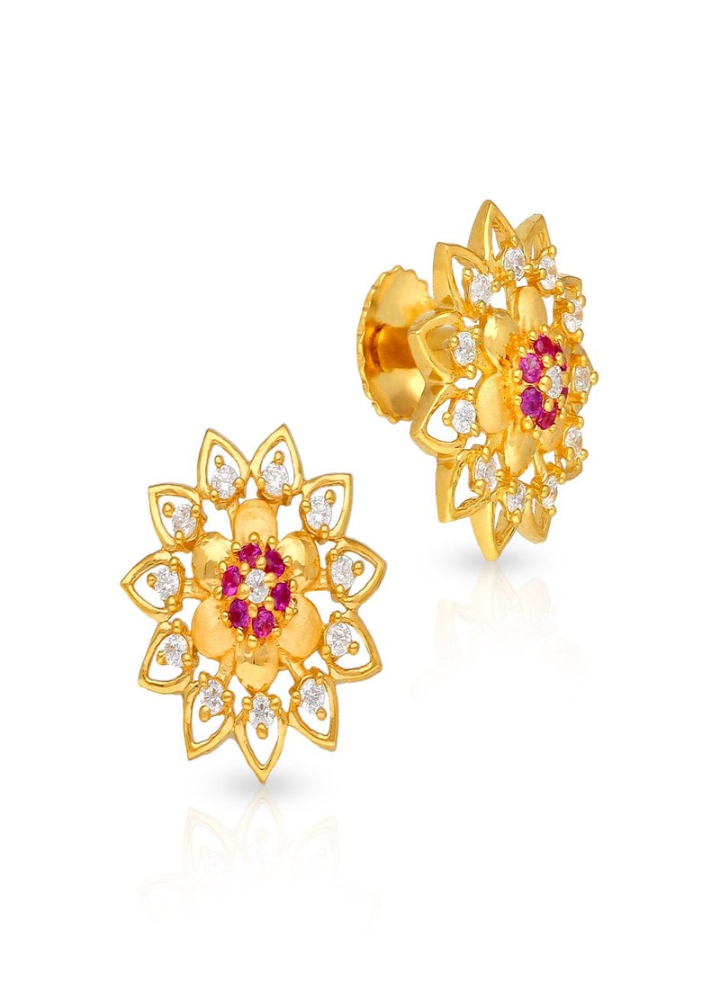 Malabar Gold and Diamonds 22k 916 Purity Gold Studs Earrings for Women DZER370Y  - Image 1