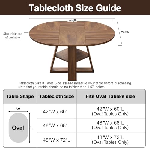 LIBERECOO Clear Oval Fitted Vinyl Tablecloth - Fits 42 x 60 Inch Oval Tables Only - Heavy Duty Elasticized Table Cover Elastic Edged Plastic Tablecloths Protector - Image 2