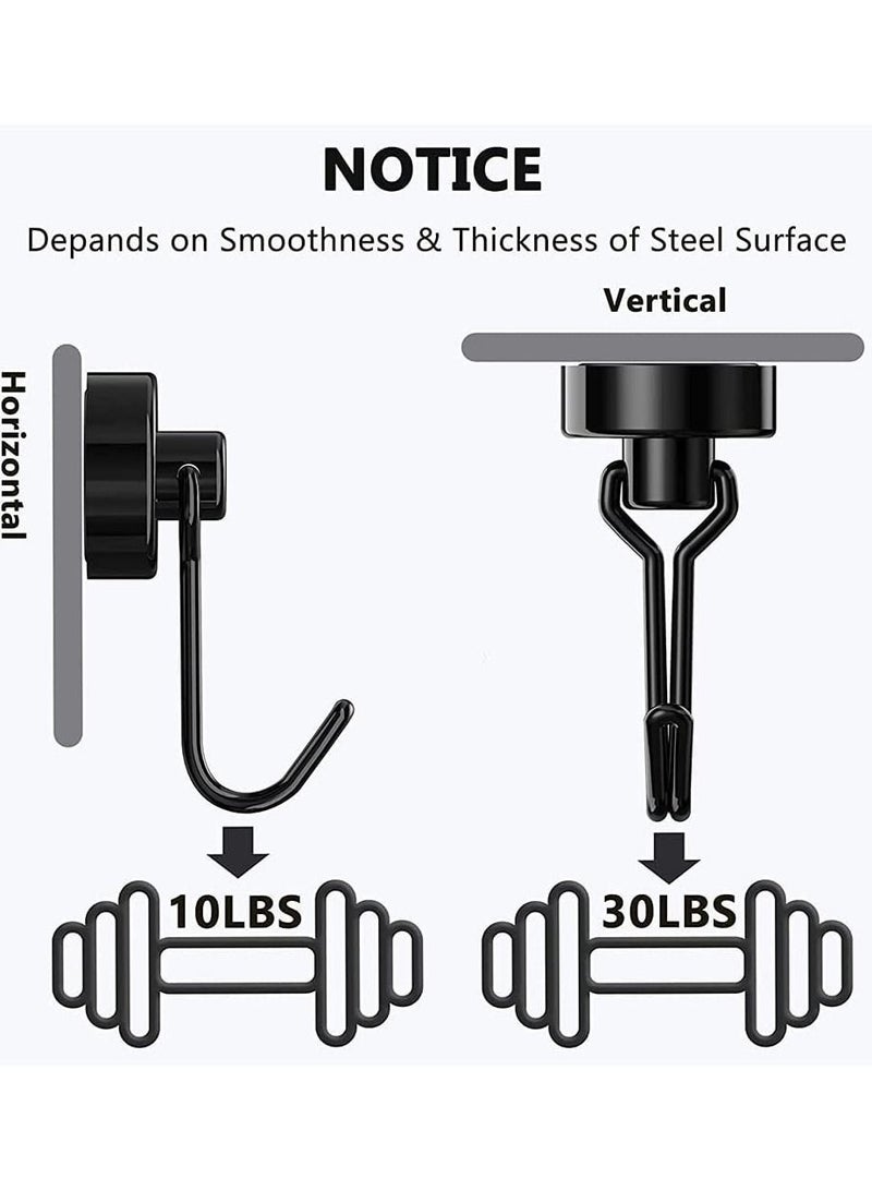 Magnetic Hooks, Heavy Duty Strong Neodymium Magnet Hook 30 Lbs with Rust Proof for Indoor Outdoor Hanging, Refrigerator, Grill, Kitchen, Key Holder, Locker, Classroom, Black, Pack of 8 - Image 4