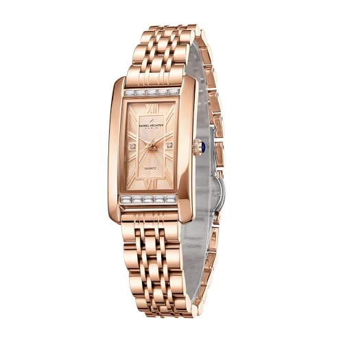 Daniel Hechter Paris Solferino Collection Stylish Analog Watch for Women with Rectangular Dial, Roman Accents, Stainless Steel Strap & Water Resistant - DHW2010 - Image 1