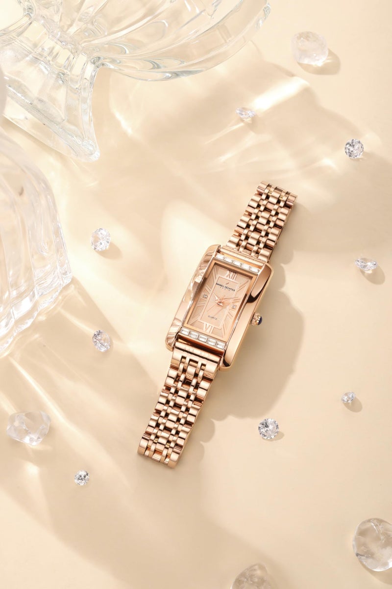 Daniel Hechter Paris Solferino Collection Stylish Analog Watch for Women with Rectangular Dial, Roman Accents, Stainless Steel Strap & Water Resistant - DHW2010 - Image 4