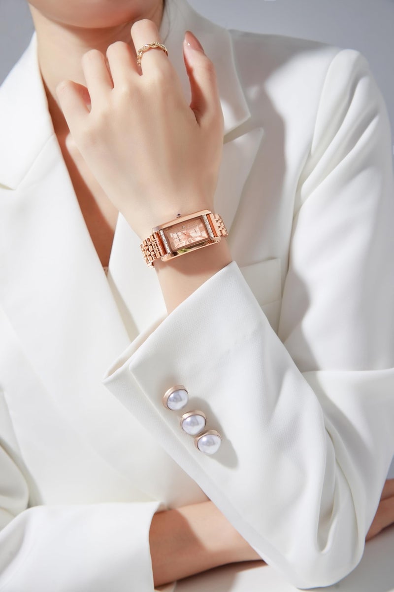Daniel Hechter Paris Solferino Collection Stylish Analog Watch for Women with Rectangular Dial, Roman Accents, Stainless Steel Strap & Water Resistant - DHW2010 - Image 2