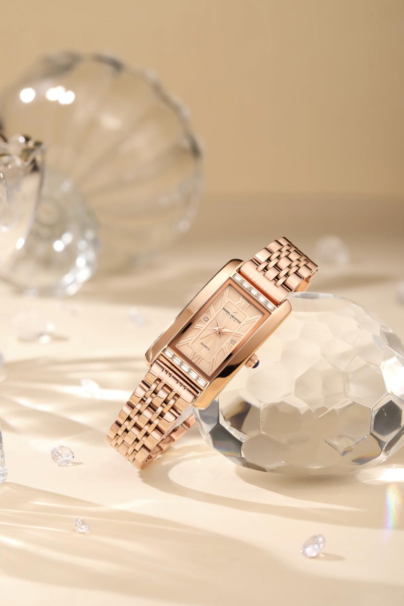Daniel Hechter Paris Solferino Collection Stylish Analog Watch for Women with Rectangular Dial, Roman Accents, Stainless Steel Strap & Water Resistant - DHW2010 - Image 3
