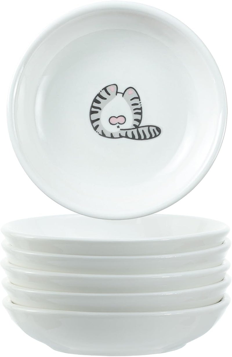SOCOSY Super Cute Funny Cat Butts Ceramic Sauce Dish/Seasoning Dish/Sushi Soy Dipping Bowl/Appetizer Plates/Serving Dish for Kitchen Home(Set of 6) - Image 2