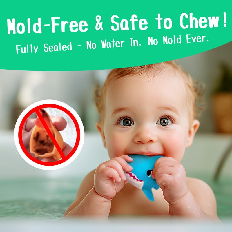 Hely Cancy No Hole Bath Toys for Kids Shark Bath Toys Set with Bath Net Storage Floating Toys for Water Pool Shower - Image 5