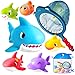 Hely Cancy No Hole Bath Toys for Kids Shark Bath Toys Set with Bath Net Storage Floating Toys for Water Pool Shower - Image 2