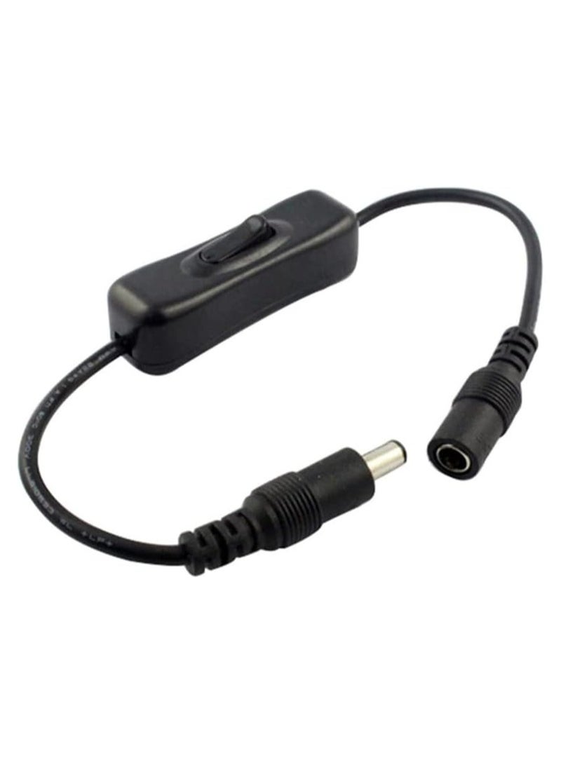 بيعتكلها 12 فولت تيار مستمر لف مفتاح الإضاءة ذكر أنثى محطات اتصال كابل الطاقة 5.5x2.1 مللي متر في الخط التبديل لشريط LED الضوء (أسود) - Image 1