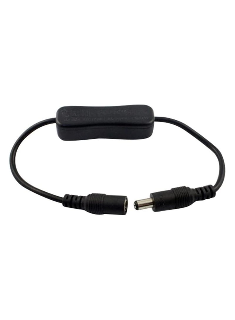 بيعتكلها 12 فولت تيار مستمر لف مفتاح الإضاءة ذكر أنثى محطات اتصال كابل الطاقة 5.5x2.1 مللي متر في الخط التبديل لشريط LED الضوء (أسود) - Image 2