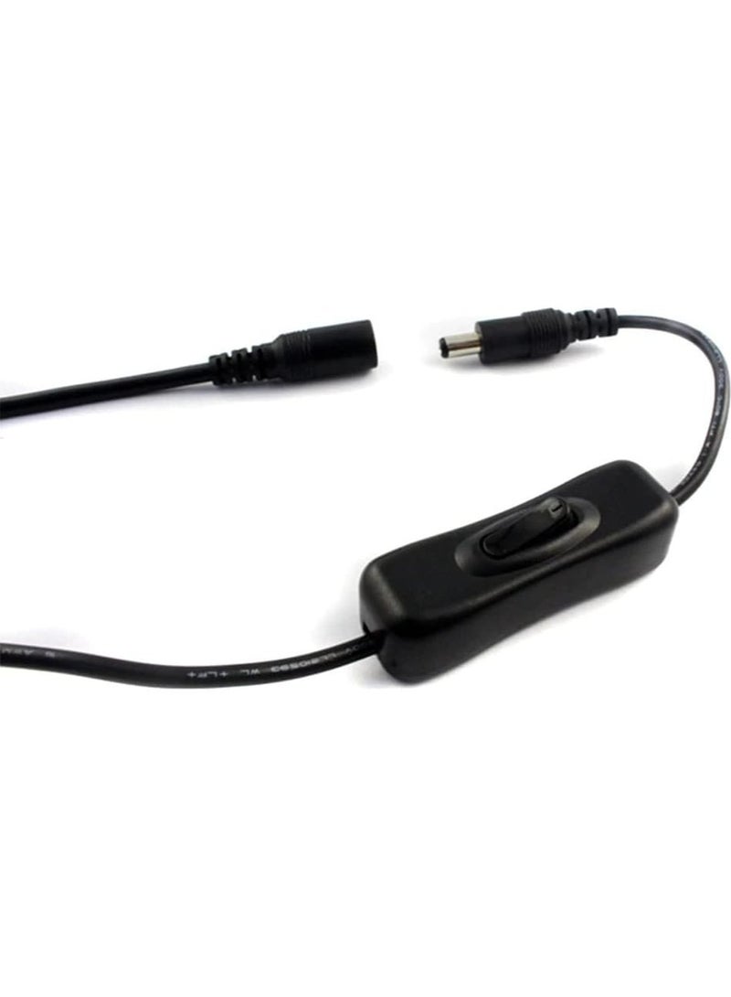 بيعتكلها 12 فولت تيار مستمر لف مفتاح الإضاءة ذكر أنثى محطات اتصال كابل الطاقة 5.5x2.1 مللي متر في الخط التبديل لشريط LED الضوء (أسود) - Image 3