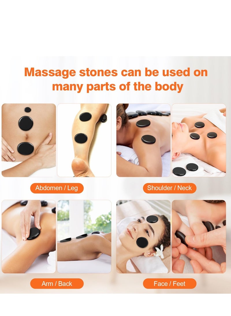 Arabest 20-Piece Portable Soft Natural Basalt Hot Stone Set, Massage Stone Warmer with Heating Box for Spa and Therapy (UK Plug) - Image 4
