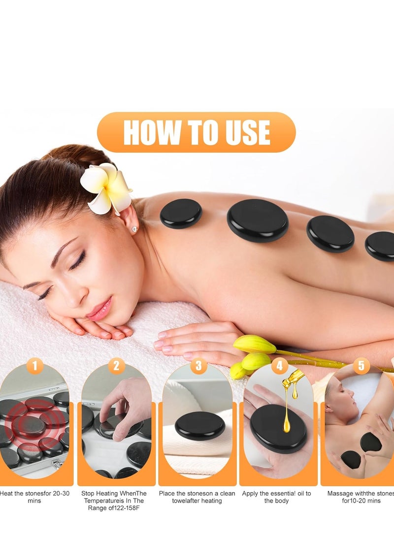 Arabest 20-Piece Portable Soft Natural Basalt Hot Stone Set, Massage Stone Warmer with Heating Box for Spa and Therapy (UK Plug) - Image 5